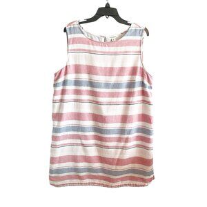 Beach Lunch Lounge Alina Striped Shift Dress Size XL Sleeveless Linen/Cotton
